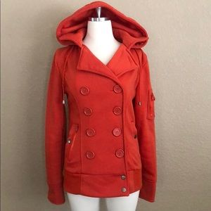 Burnt Orange Button Down Sweatshirt Coat